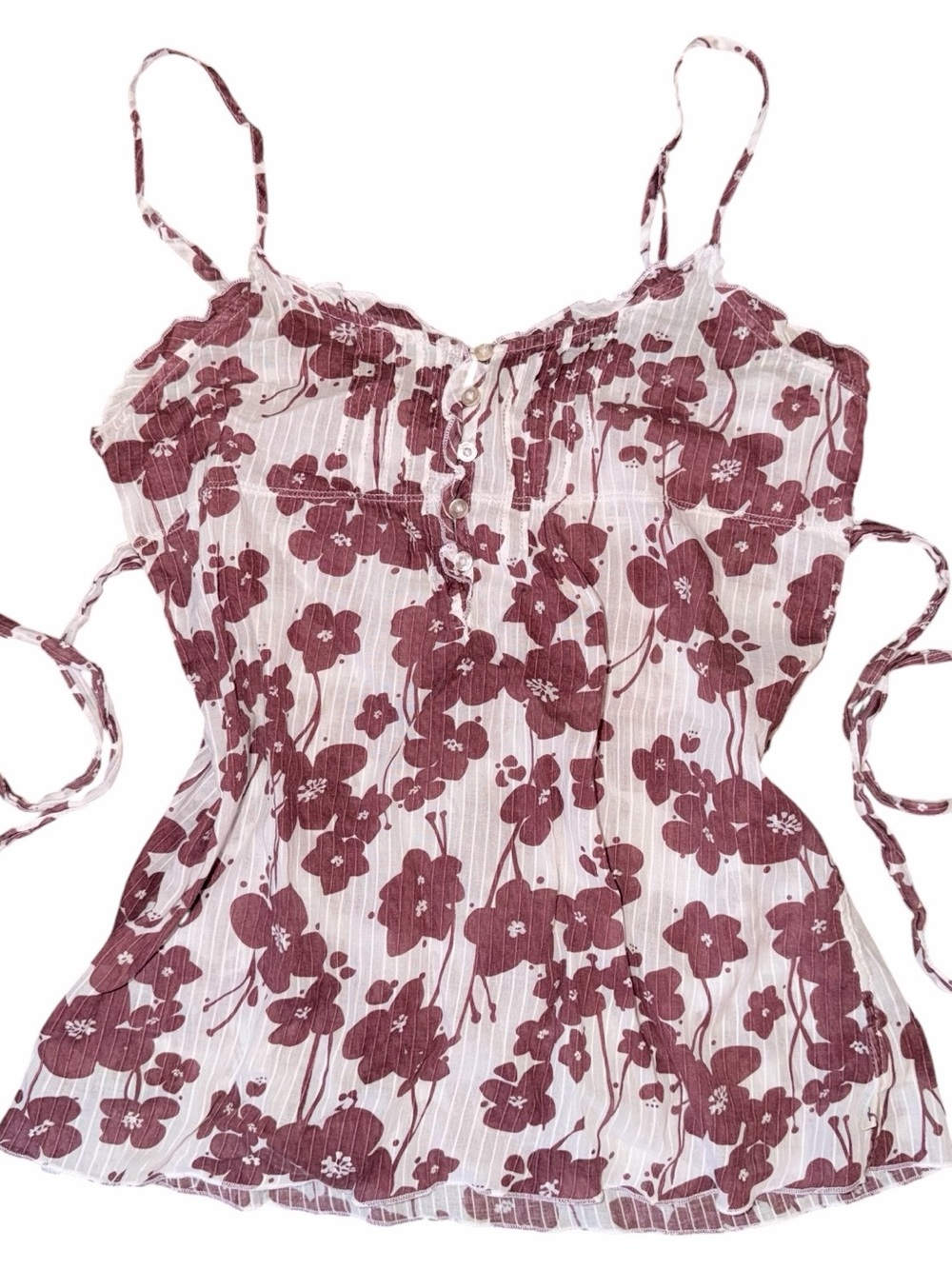 Y2K Hollister Babydoll Tie Back Floral Cami Top